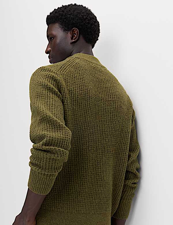 Waffle Knit High Neck Jumper with Wool - SK