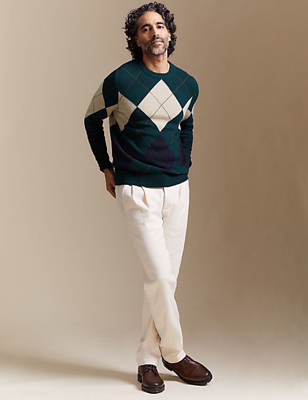Thorner Merino Wool with Cashmere Argyle Jumper