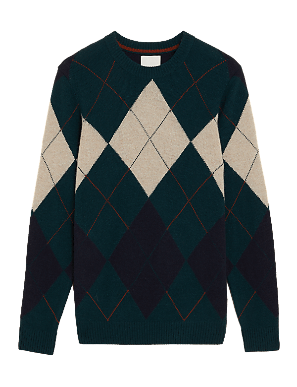 Thorner Merino Wool with Cashmere Argyle Jumper