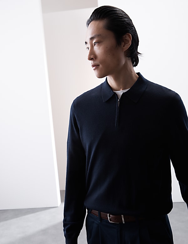 Πλεκτό πόλο από εξαιρετικά λεπτό μαλλί Merino - GR