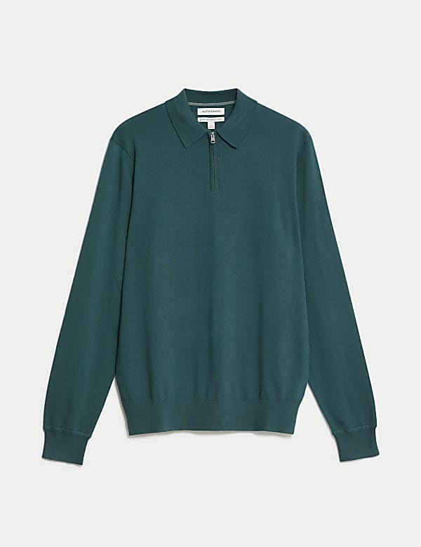 חולצת פולו סרוגה מצמר מרינו טהור ועדין במיוחד - IL