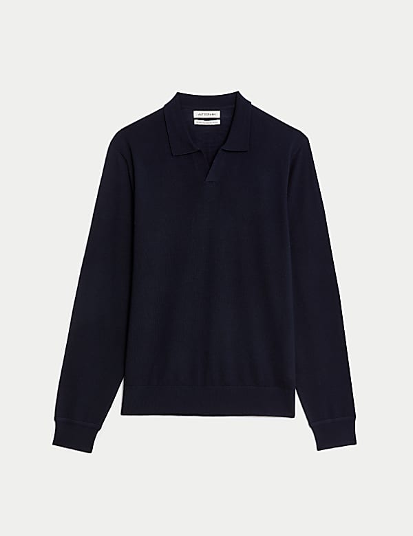 חולצת פולו סרוגה מצמר מרינו טהור ועדין במיוחד - IL