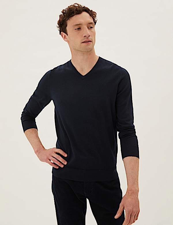 Pure Extra Fine Merino V-Neck Jumper