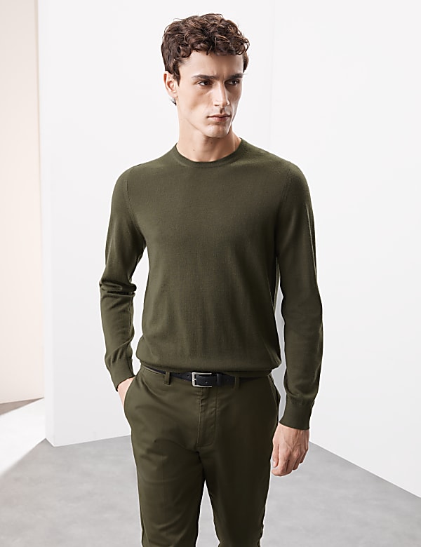 Pure Extra Fine Merino Wool Crew Neck Jumper - BN
