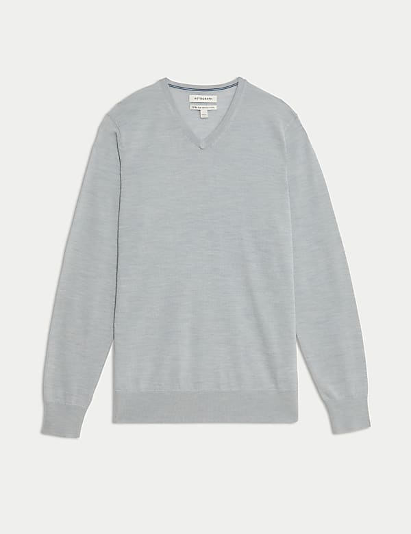 Pure Extra Fine Merino Wool V-Neck Jumper - US