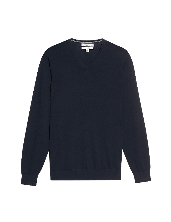 Pure Extra Fine Merino Wool V-Neck Jumper