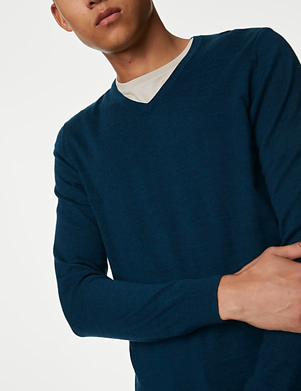 Pure Extra Fine Merino Wool V-Neck Jumper