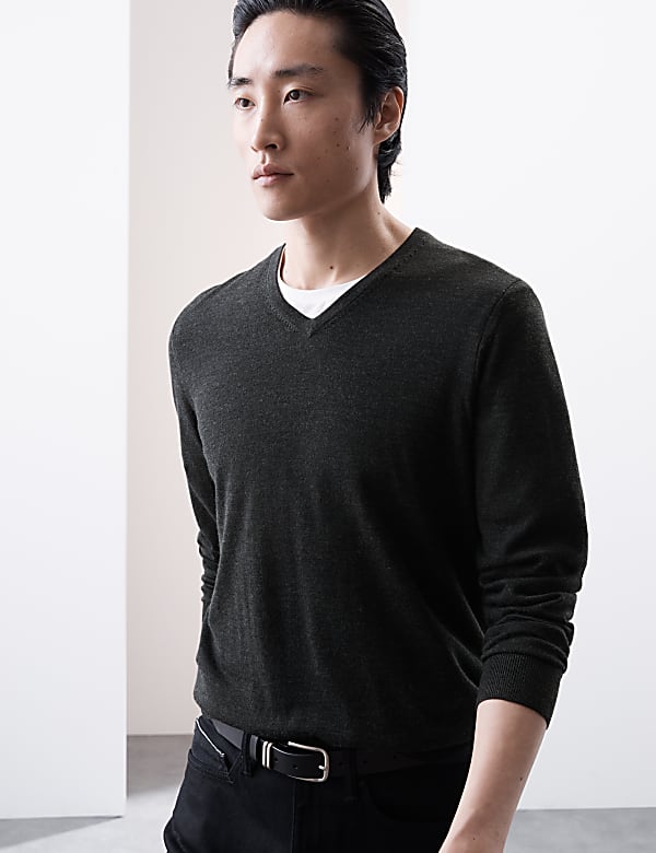 Pure Extra Fine Merino Wool V-Neck Jumper