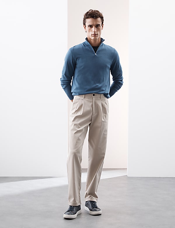 Pure Extra Fine Merino Wool Half Zip Jumper