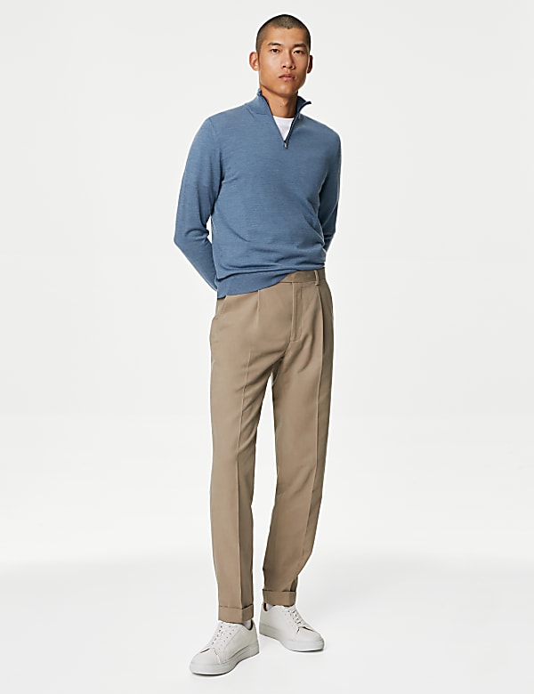 Pure Extra Fine Merino Wool Half Zip Jumper