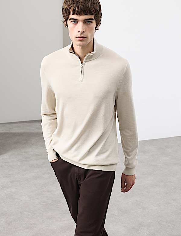 Pull 100 % laine de m&eacute;rinos extra-fine &agrave; col zipp&eacute; - CH