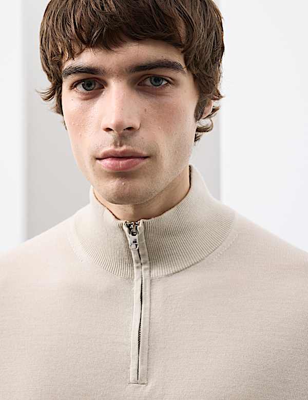 Pull 100 % laine de m&eacute;rinos extra-fine &agrave; col zipp&eacute; - CH