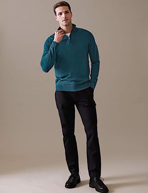 Pure Extra Fine Merino Wool Half Zip Jumper