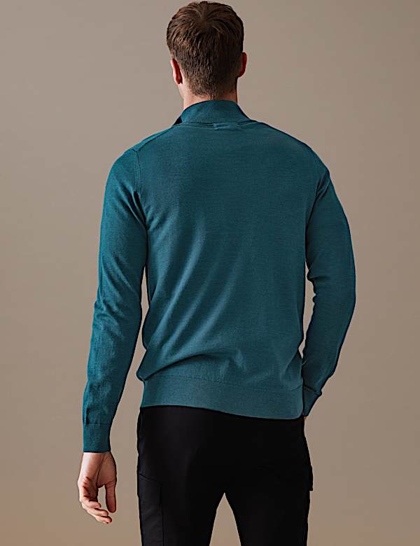 Pure Extra Fine Merino Wool Half Zip Jumper
