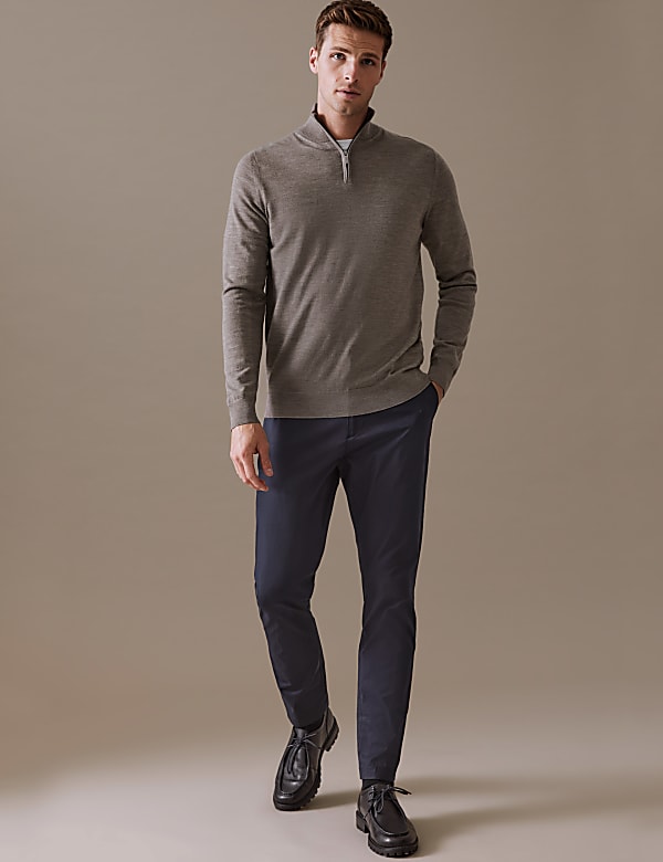 Pure Extra Fine Merino Wool Half Zip Jumper