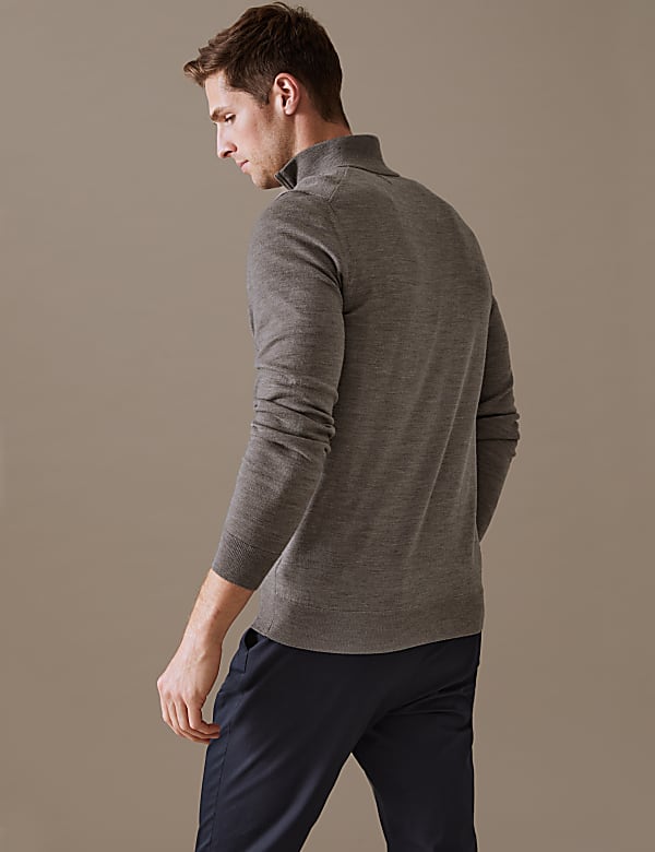 Pure Extra Fine Merino Wool Half Zip Jumper