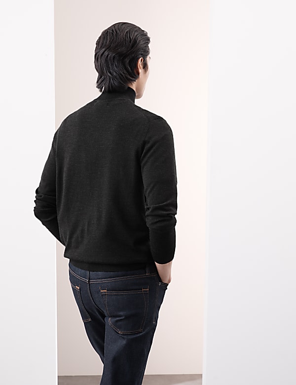 Pull 100 % laine de mérinos extra-fine à col zippé - CH