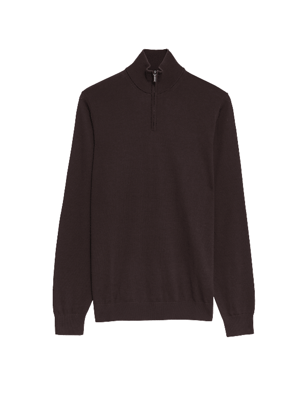 Pure Extra Fine Merino Wool Half Zip Jumper