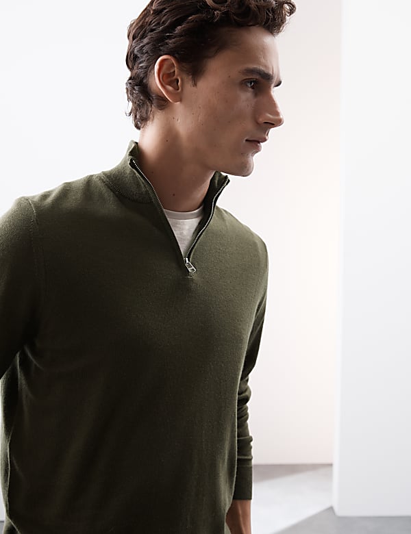 Pure Extra Fine Merino Wool Half Zip Jumper