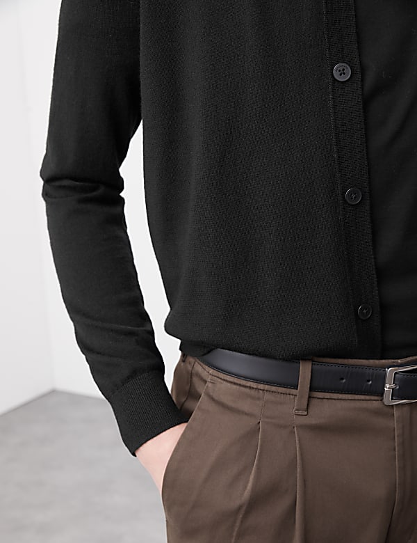 Pure Extra Fine Merino Wool V-Neck Cardigan - MV