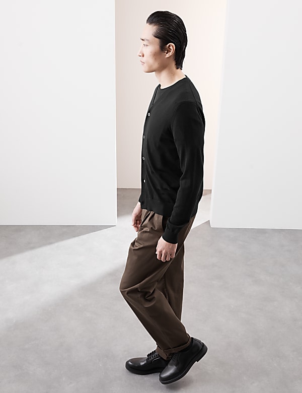 Pure Extra Fine Merino Wool V-Neck Cardigan - MV