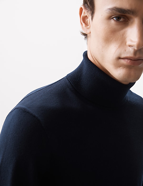 Pure Extra Fine Merino Wool Roll Neck Jumper