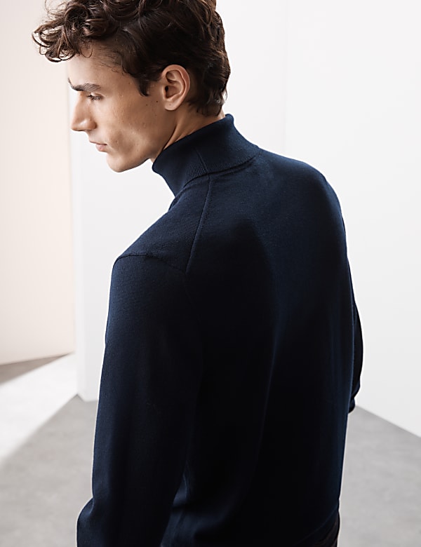 Pure Extra Fine Merino Wool Roll Neck Jumper