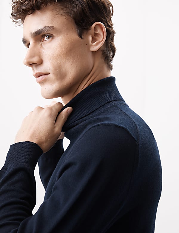 Pure Extra Fine Merino Wool Roll Neck Jumper