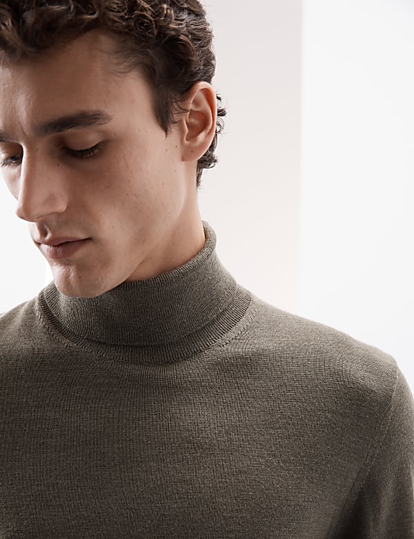 Pure Extra Fine Merino Wool Roll Neck Jumper