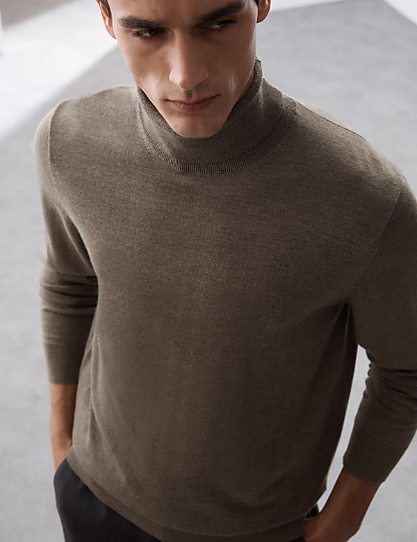 Pure Extra Fine Merino Wool Roll Neck Jumper