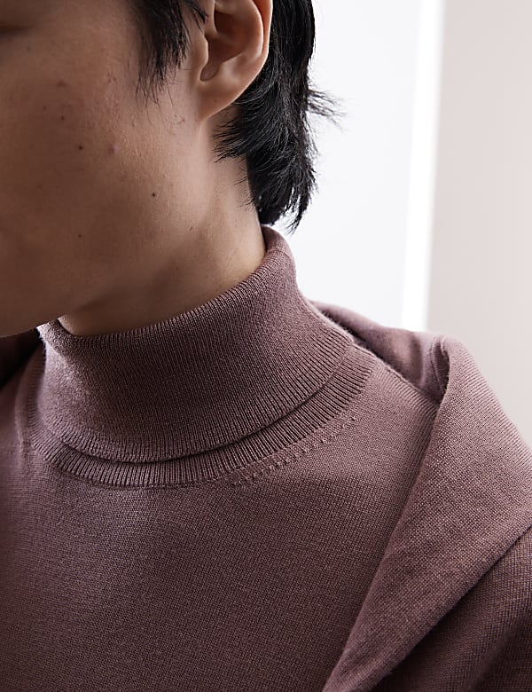 Pure Extra Fine Merino Wool Roll Neck Jumper