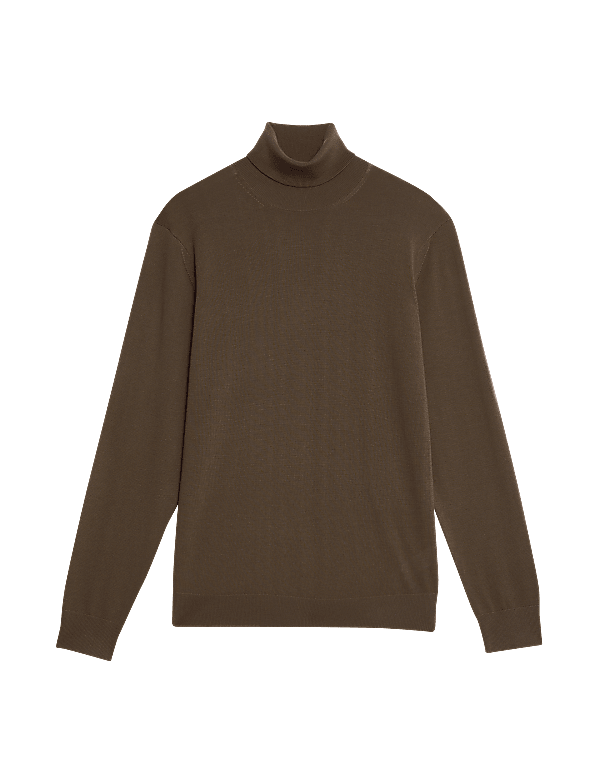 Pure Extra Fine Merino Wool Roll Neck Jumper