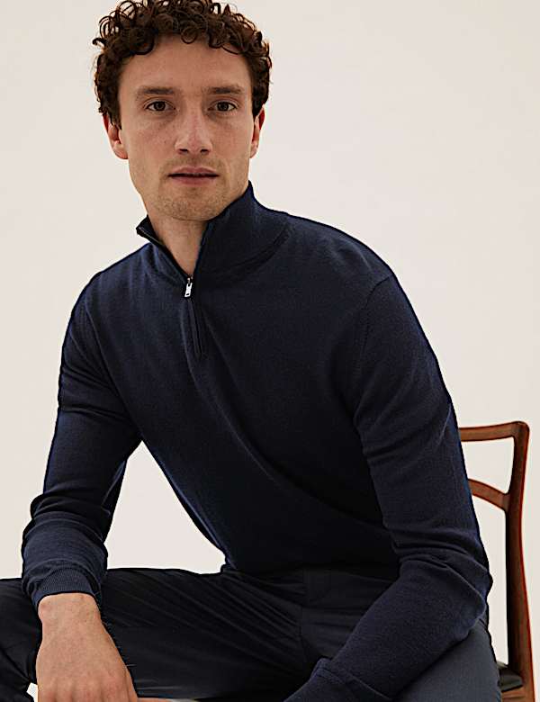 Pure Extra Fine Merino Half Zip Jumper