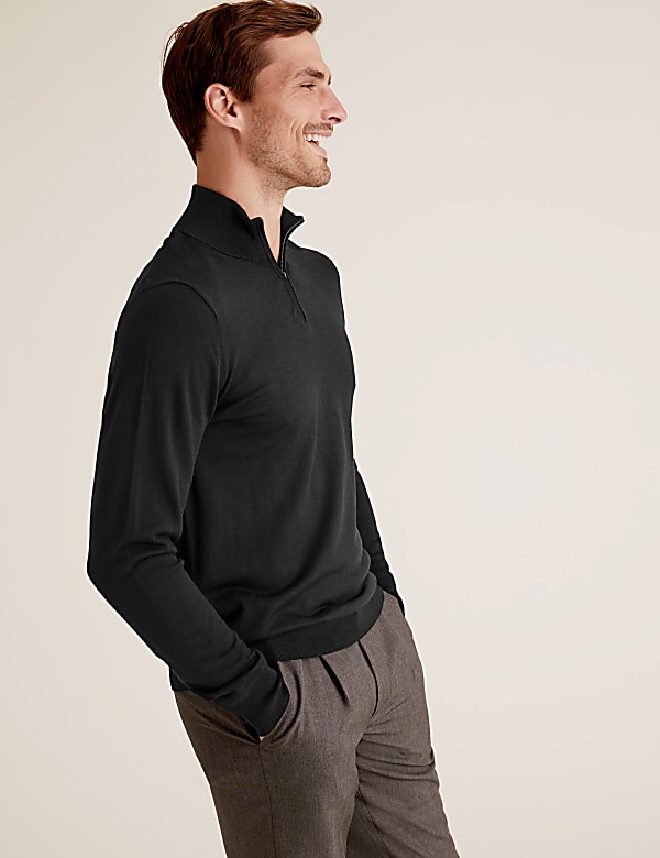 Pure Extra Fine Merino Half Zip Jumper