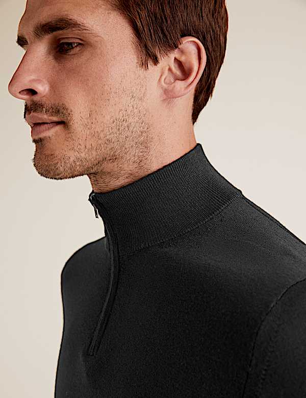 Pure Extra Fine Merino Half Zip Jumper