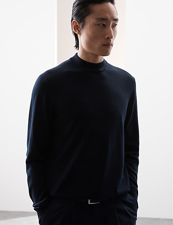 Pure Extra Fine Merino Wool High Neck Jumper - UA