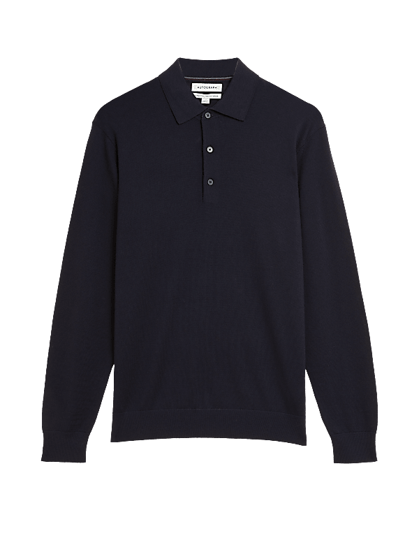 Pure Extra Fine Merino Wool Knitted Polo Shirt