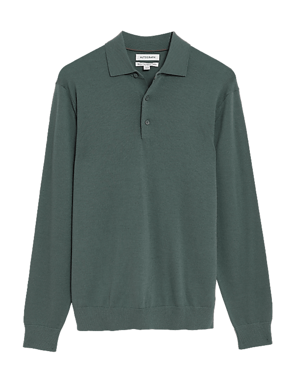 Pure Extra Fine Merino Wool Knitted Polo Shirt