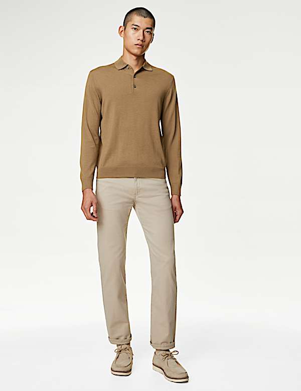 Pure Extra Fine Merino Wool Knitted Polo Shirt