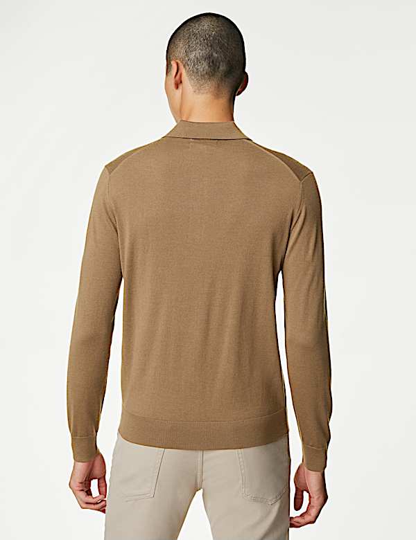 Pure Extra Fine Merino Wool Knitted Polo Shirt