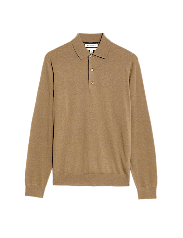 Pure Extra Fine Merino Wool Knitted Polo Shirt