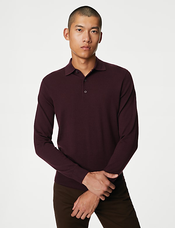 Pure Extra Fine Merino Wool Knitted Polo Shirt
