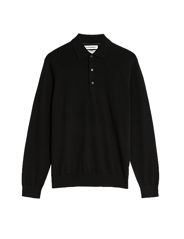 Pure Extra Fine Merino Wool Knitted Polo Shirt