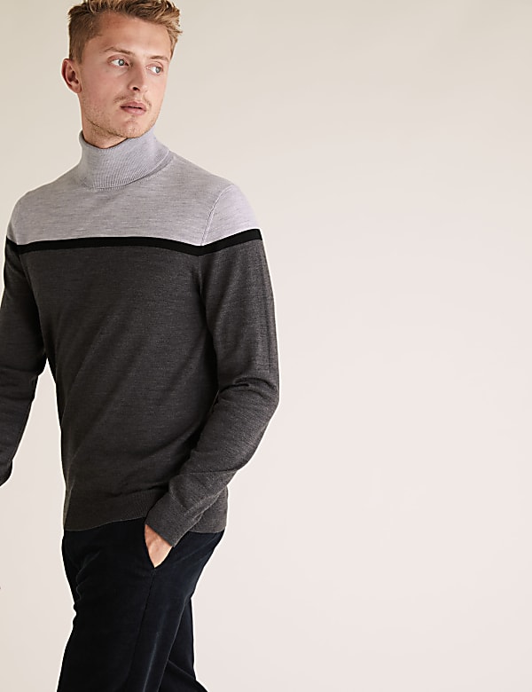 Pull 100&nbsp;% laine mérinos extra-fine à col roulé - CH