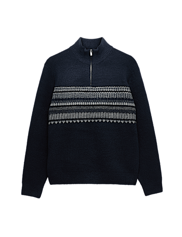 Striped Half Zip Soft Jumper
