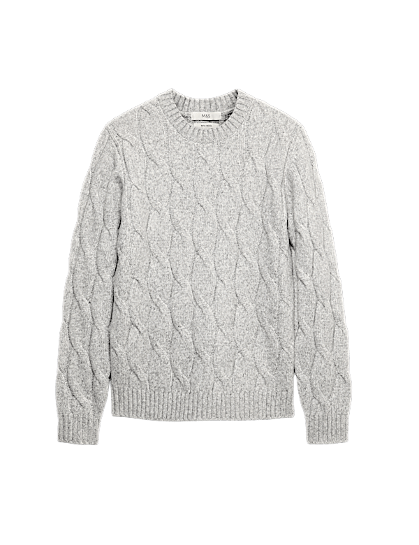 Cable Crew Neck Jumper with Wool