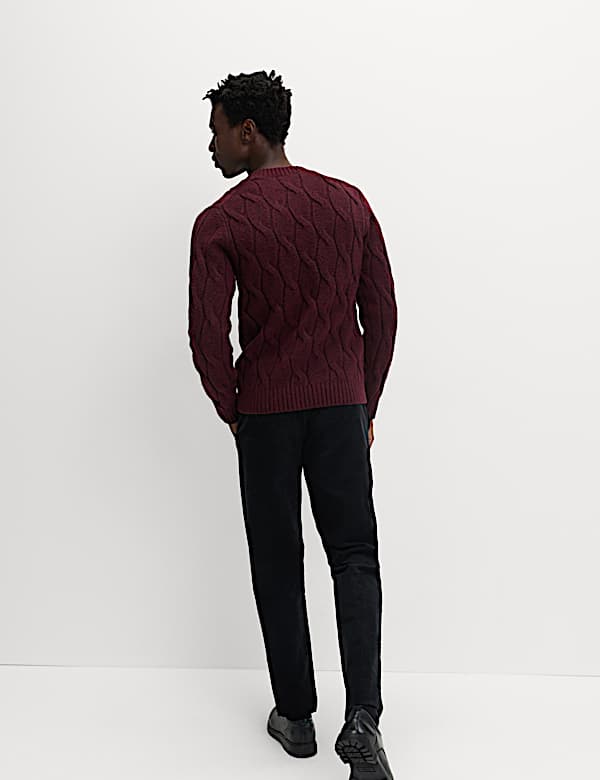 Cable Crew Neck Jumper with Wool