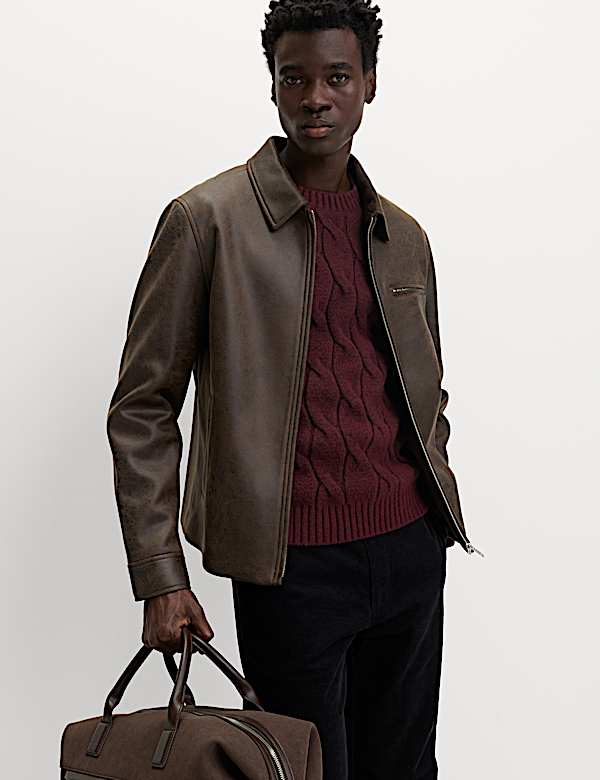 Cable Crew Neck Jumper with Wool