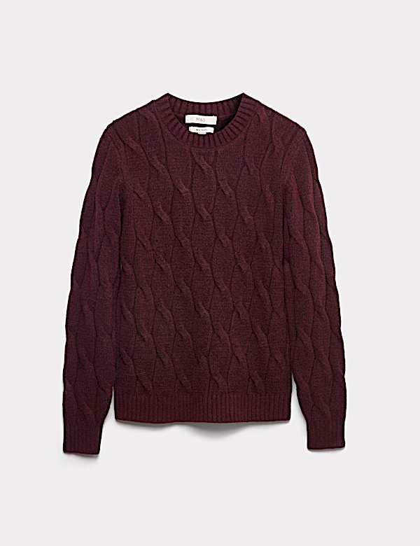 Cable Crew Neck Jumper with Wool - NL