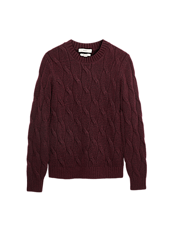 Cable Crew Neck Jumper with Wool